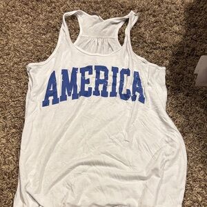 Bella Canvas White Tank Top with Blue America Print